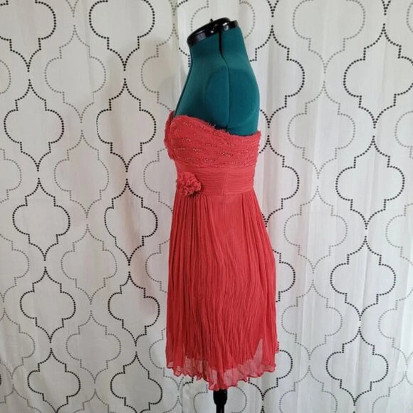 BCBGMaxAzria Silk Crepe Chiffon Dress with Floral‎ Accent - Size 2 - Picture 3 of 9